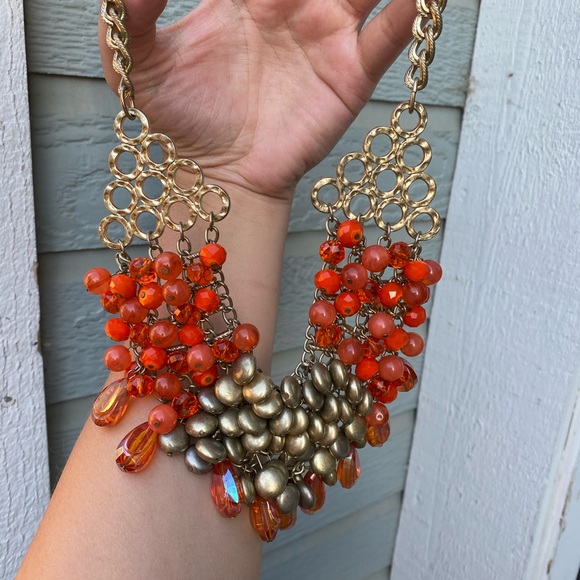 Orange and gold necklace - Picture 3 of 6